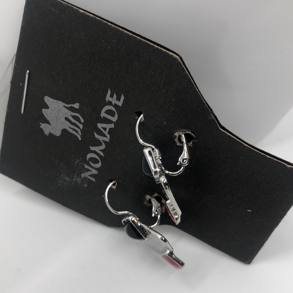 Nomad Earrings - Silver with Black and Red Squares - Picture 5 of 8